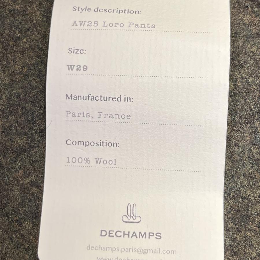 デシャン DECHAMPS 25AW LORO PANTS ストレートパンツ ダークグリーン 