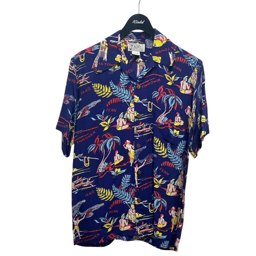 Avanti アバンティ AVANTI シルクアロハシャツ ネイビー サイズ：XS