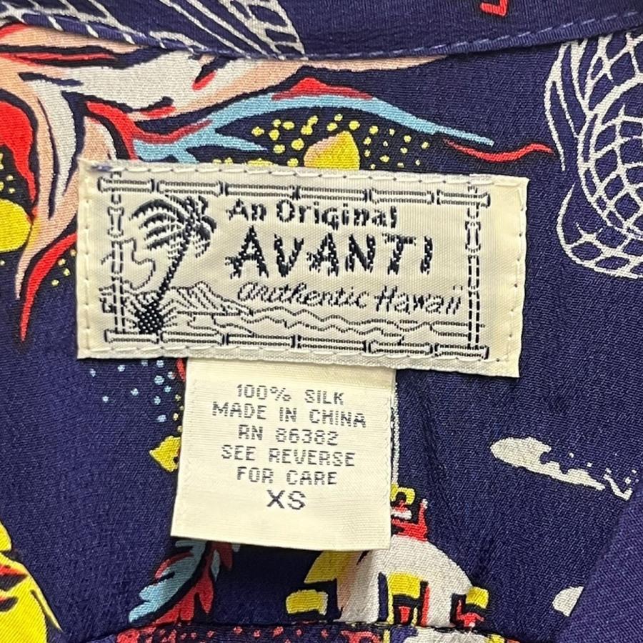 Avanti アバンティ AVANTI シルクアロハシャツ ネイビー サイズ：XS