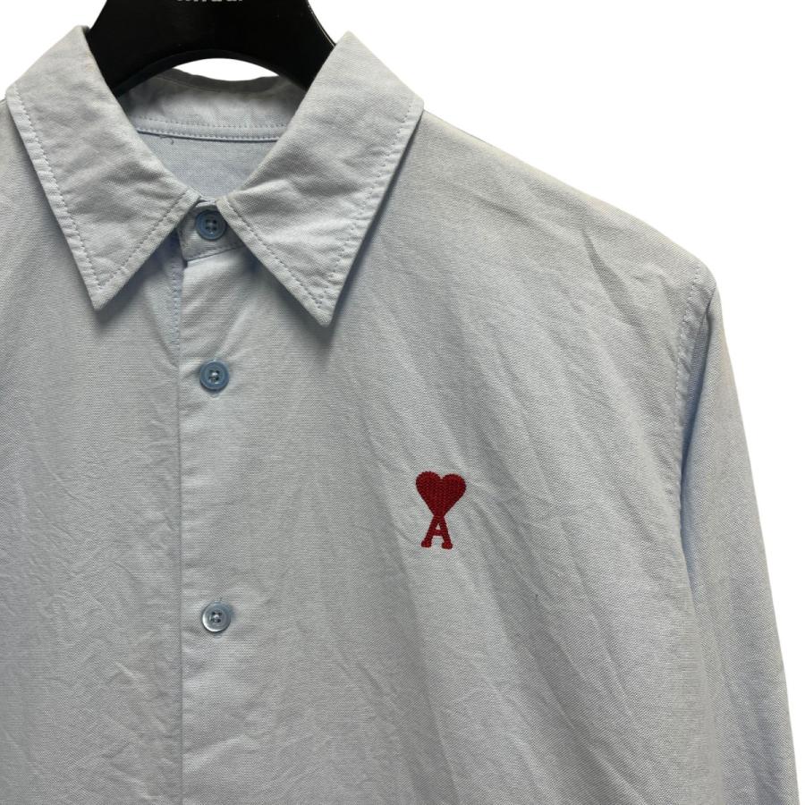 Ami Parisハート刺繍長袖シャツ アミパリス AMI PARIS RED ADC SHIRT 刺繍シャツ BFFSH091-CO0031