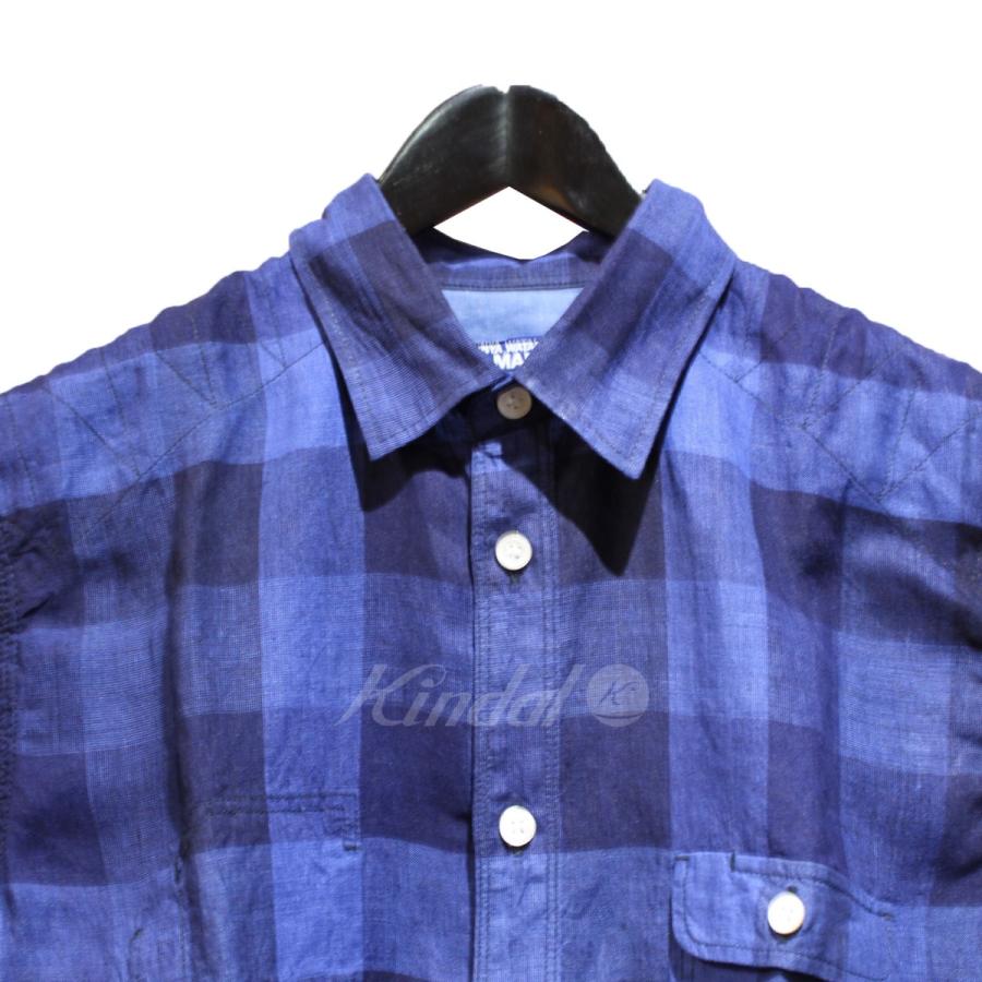 JUNYA WATANABE MAN 22SS インディゴリネンチェックシャツ 半袖シャツ ブルー サイズ：S (青山店)｜kindal｜03