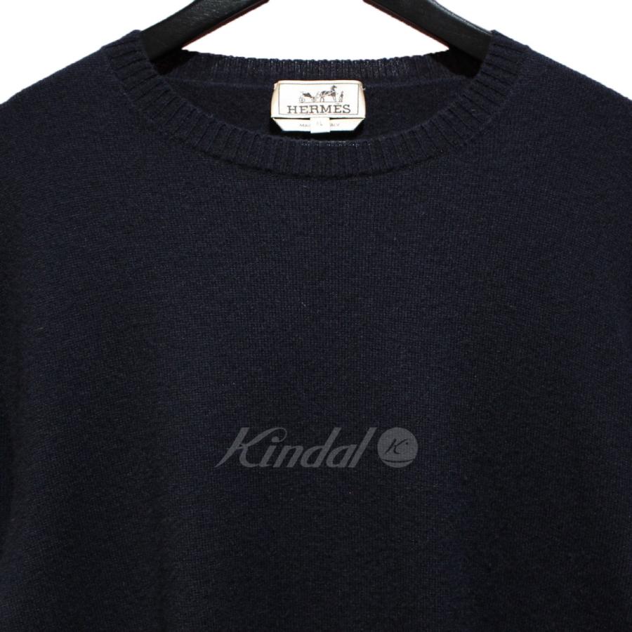 HERMES エルメス ニット カシミヤ ブラック XL ゲージニット ケーブル