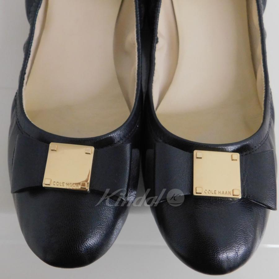 ♫週末限定値下♫コールハーンバレエシューズ　ブラック　リボン付き COLE HAAN（コールハーン） リボンバレエシューズ ブラック サイズ：7