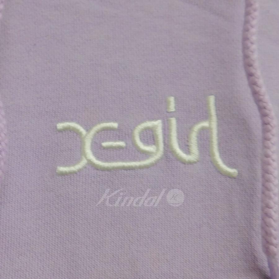 エックスガール X-girl EMBROIDERED MILLS LOGO SWEAT HOODIE オーバーサイズパーカー パープル サイズ：2｜kindal｜04