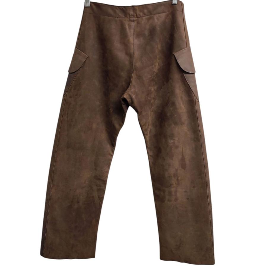 メゾンマルジェラ10 Maison Margiela 10 初期 レザーマックイーンパンツ 裏地付 MADE IN FRANCE ブラウン サイズ：4