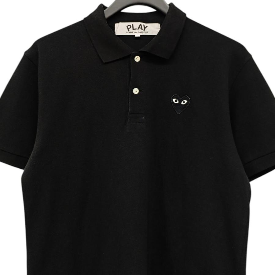 ☆美品■PLAY コムデギャルソン■ポロシャツ■ブラック■Lサイズ■☆ PLAY COMME des GARCONS プレイコムデギャルソン ハートワッペン