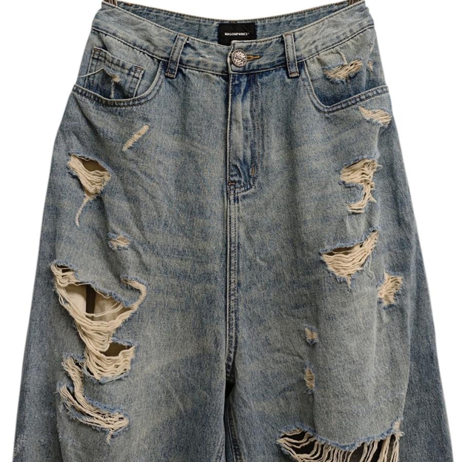 MASONPRINCE ダメージデニムパンツ メイソンプリンス MASONPRINCE ダメージ加工デニムパンツ インディゴ