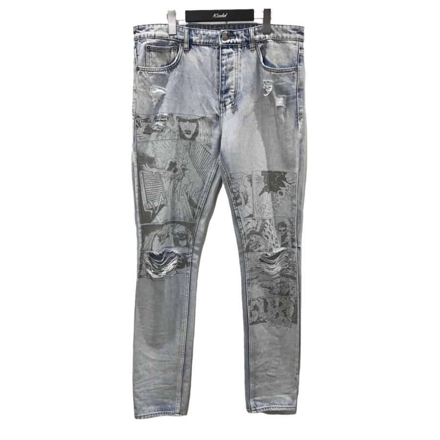 Ksubi プリントダメージ加工デニムパンツ インディゴ サイズ：34  