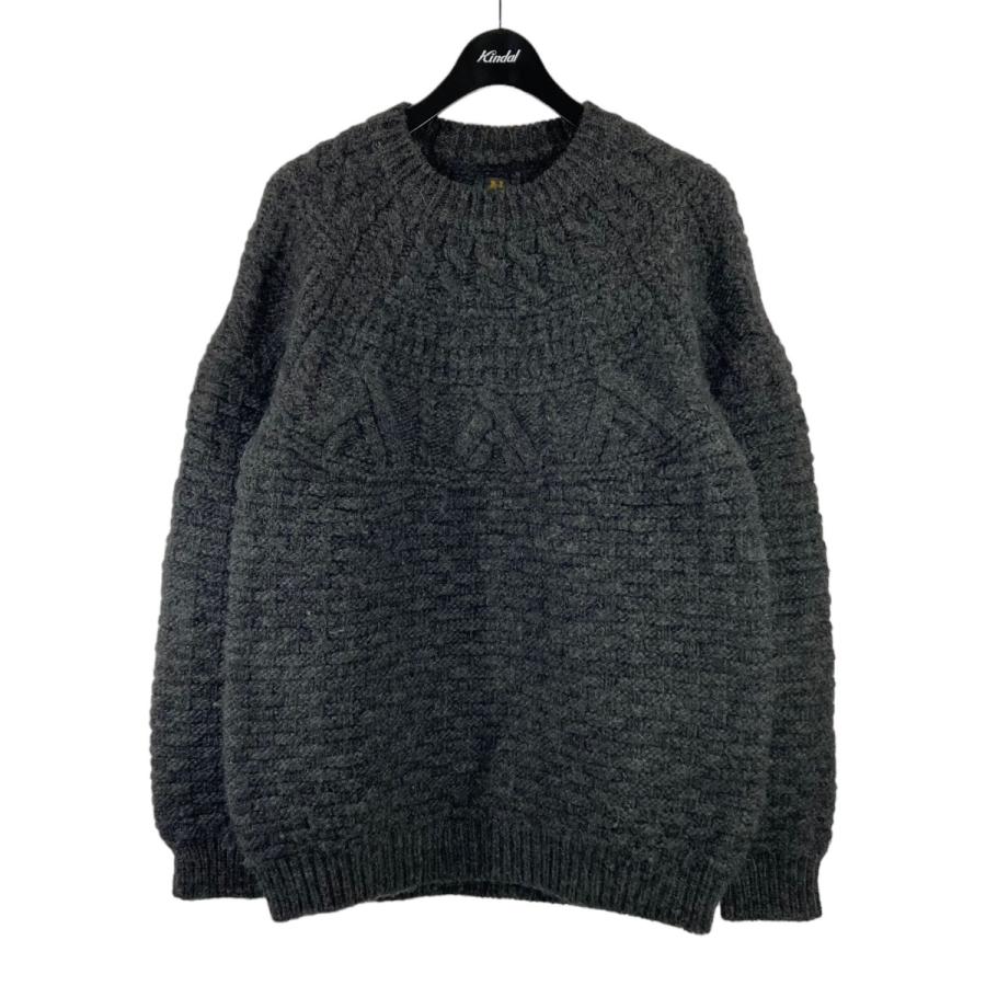 バトナー BATONER ニット SPREAD ARAN CREW NECK チャコールグレー