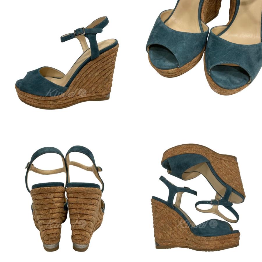 ジミーチュウ　サンダル　37 1/2 JIMMY CHOO ジミーチュウ ストラップサンダル ブルー サイズ：37