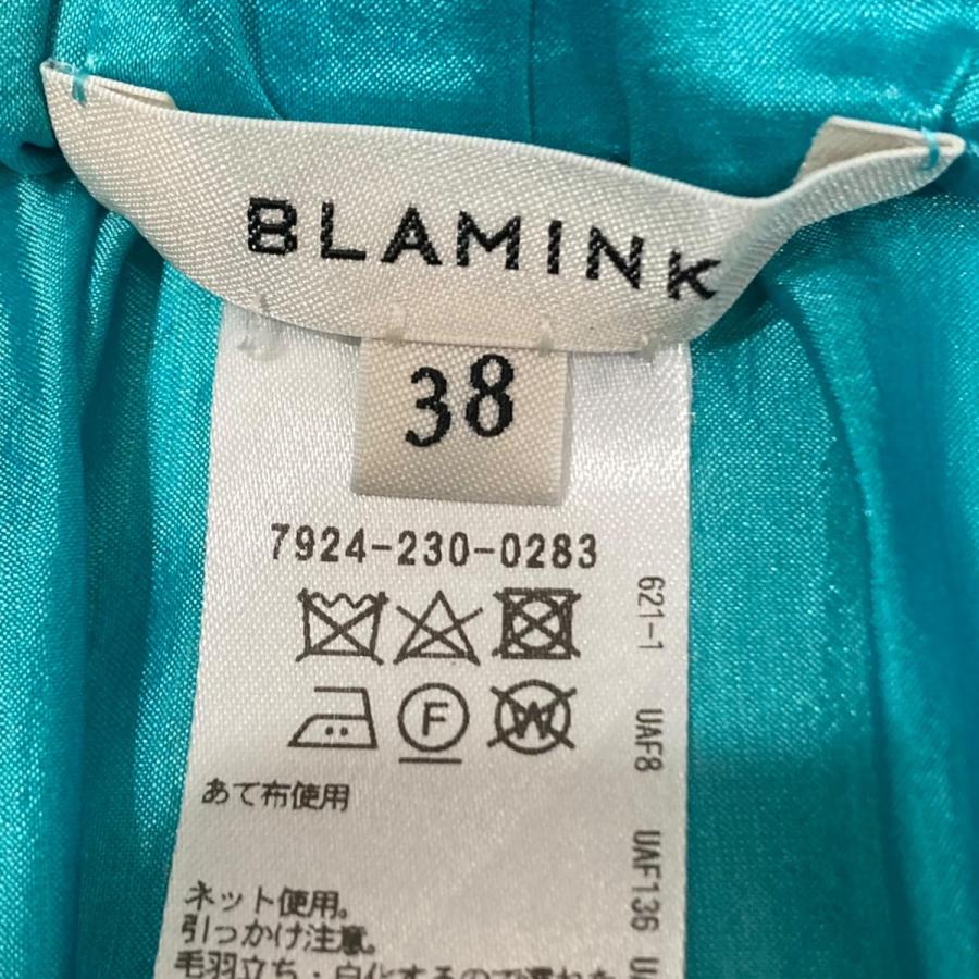 【未使用】BLAMINK シルク 総柄 ブルー ロングスカート フレア フリル BLAMINK 【値下げ】BLAMINK シルクギャザーロングスカート シルク