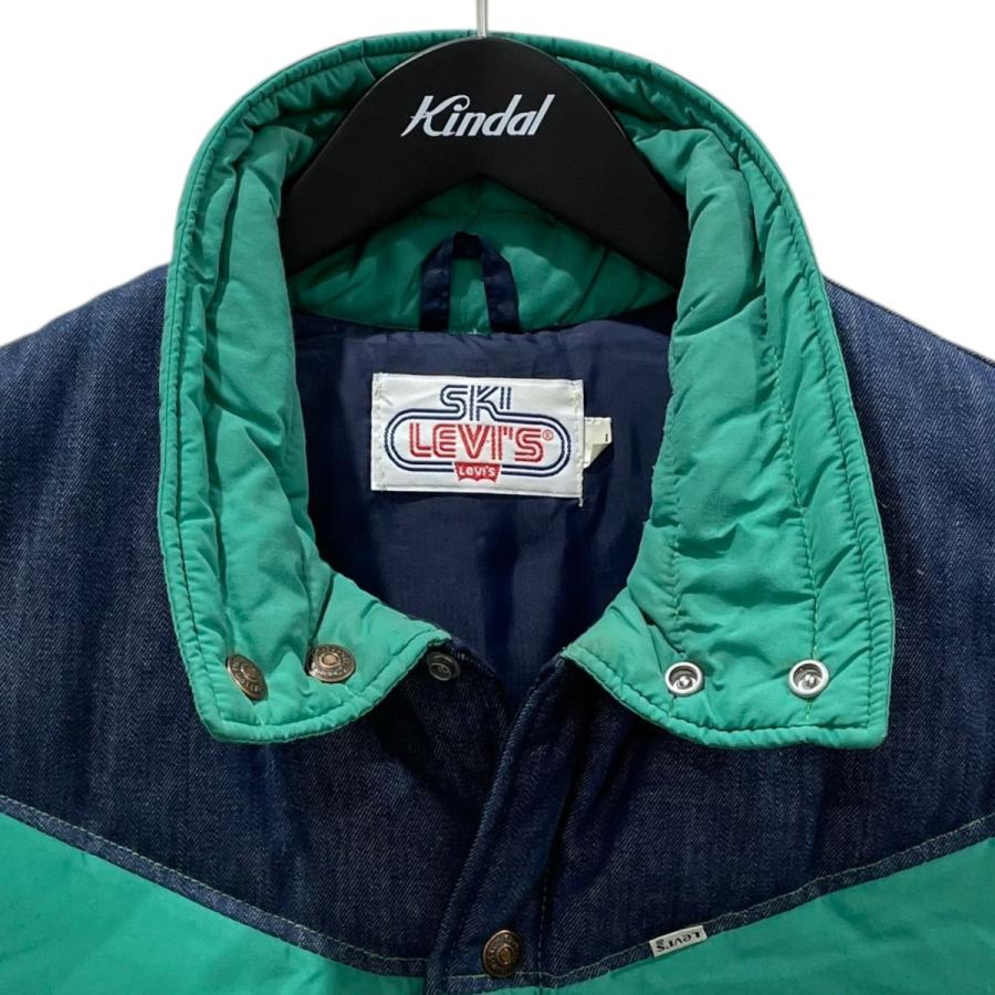 【L】70s ski levi's スキーリーバイス ダウンベスト 値下げ】SKI LEVI'S 70s ダウンベスト グリーン・インディゴ サイズ：L