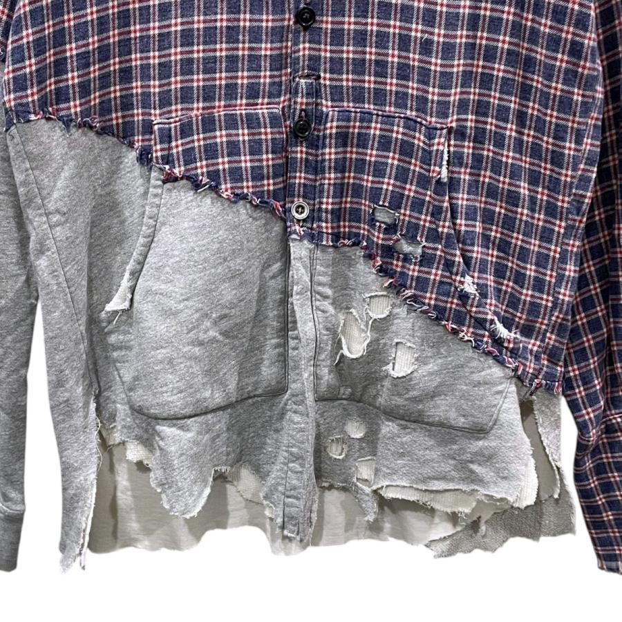 グレッグローレン GREG LAUREN チェック切替加工シャツ 52-01-81-02021