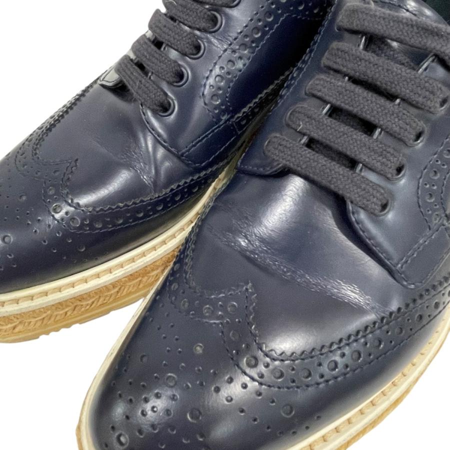 プラダ PRADA レザーシューズ ネイビー サイズ：37