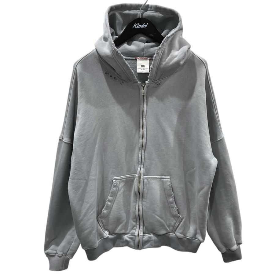 ムージムージ MOOJIMOOJI ダメージ加工ジップアップパーカー OVERSIZED