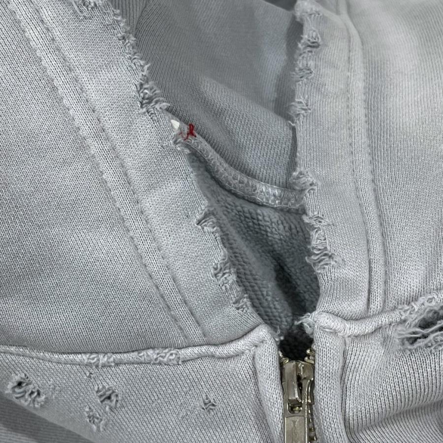 値下げ】MOOJIMOOJI ダメージ加工ジップアップパーカー OVERSIZED ZIP