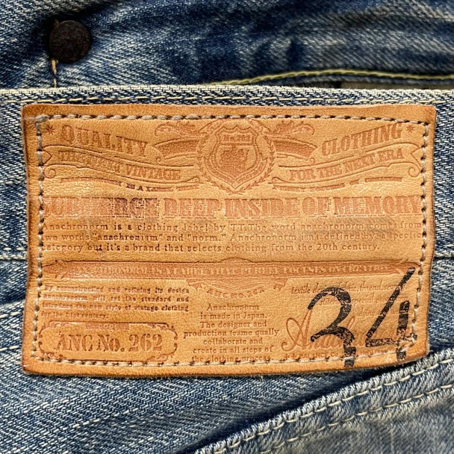 希少 ANACHRONORM ダメージ加工デニム セルビッチ シンチバック 34 ANACHRONORM/アナクロノーム ARCHIVE DENIM COLLAGE CHINCHBACK EASY