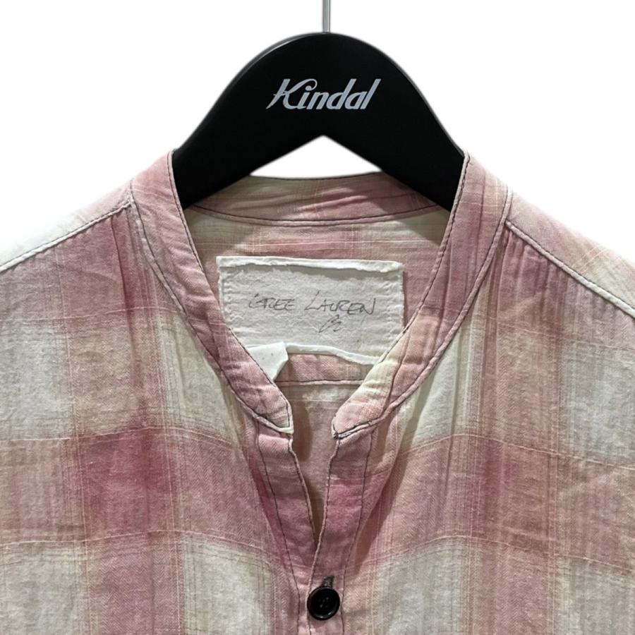 グレッグローレン GREG LAUREN チェック柄リメイクシャツ ピンク