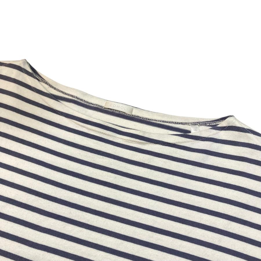 COMOLI（コモリ） ボーダー ロングスリーブTシャツ T01-05017 ホワイト 