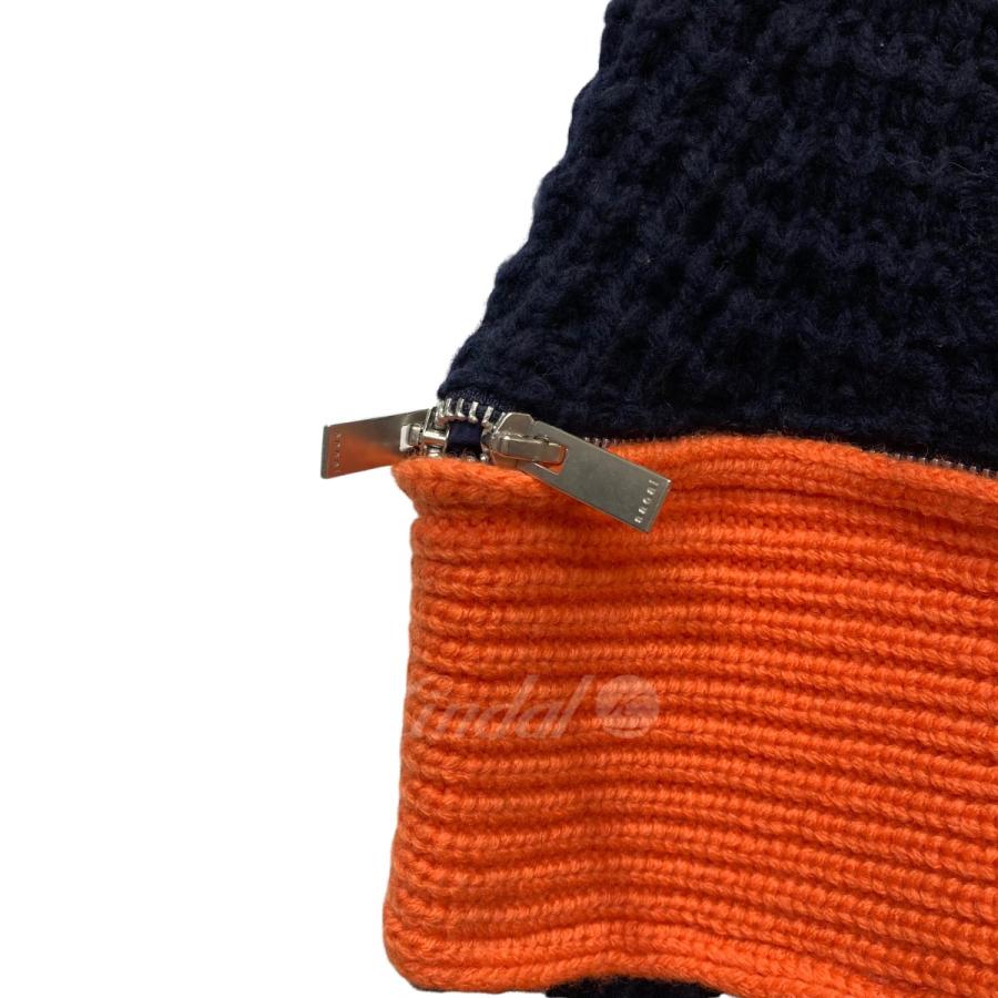 早い者勝ち Sacai 2813 自由が丘店 サイズ 3 ネイビー オレンジ ジップデザインニット 19 長袖 Adga Org