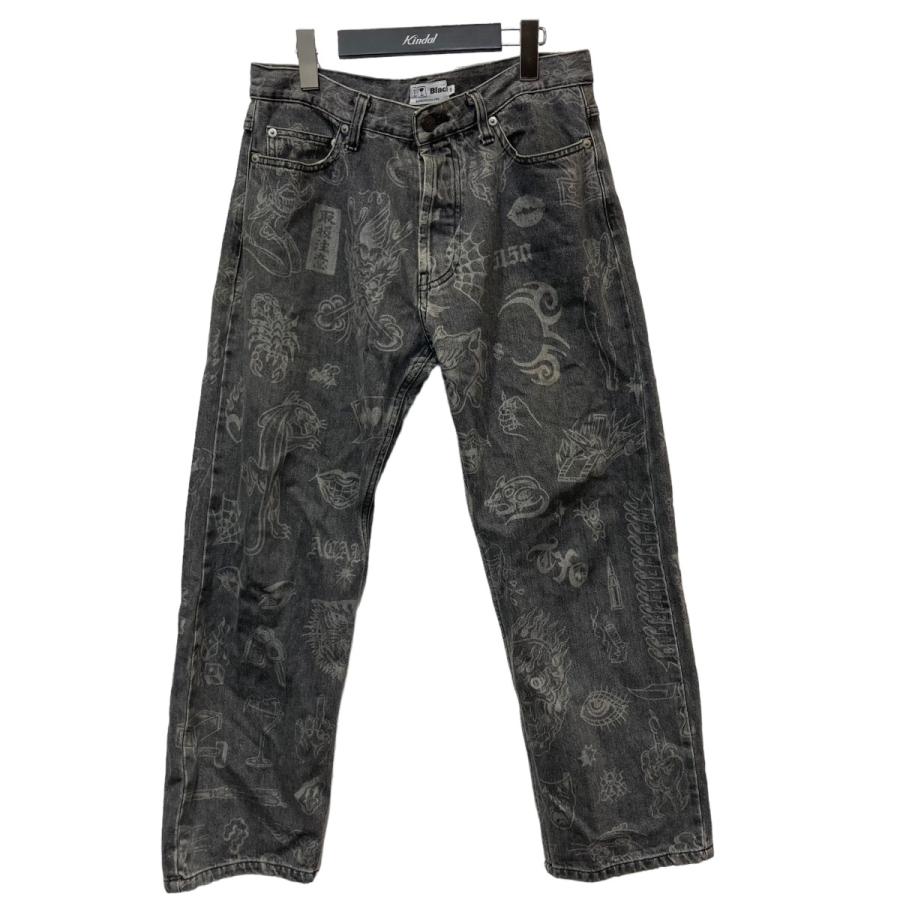 値下げ】BlackEyePatch 「tatoo Denim」総柄デニムパンツ ブラック 