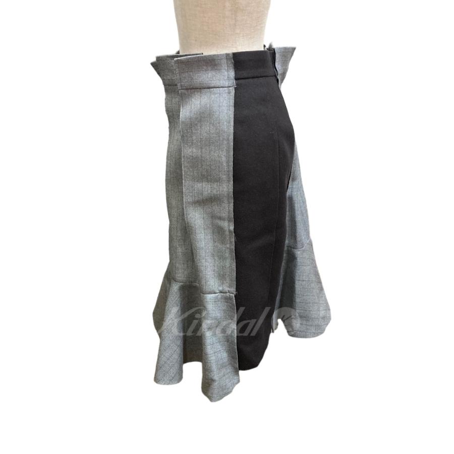 サカイ sacai 23AW「Wool Melton Mix Chalk Stripe Skirt」ウールスカート グレー サイズ：0｜kindal｜03