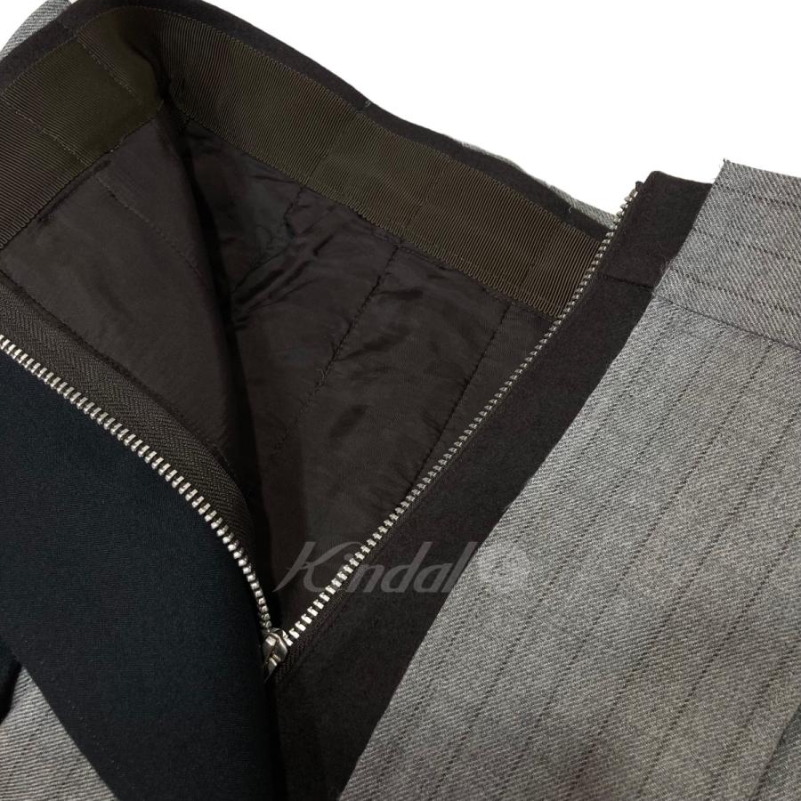 サカイ sacai 23AW「Wool Melton Mix Chalk Stripe Skirt」ウールスカート グレー サイズ：0｜kindal｜04