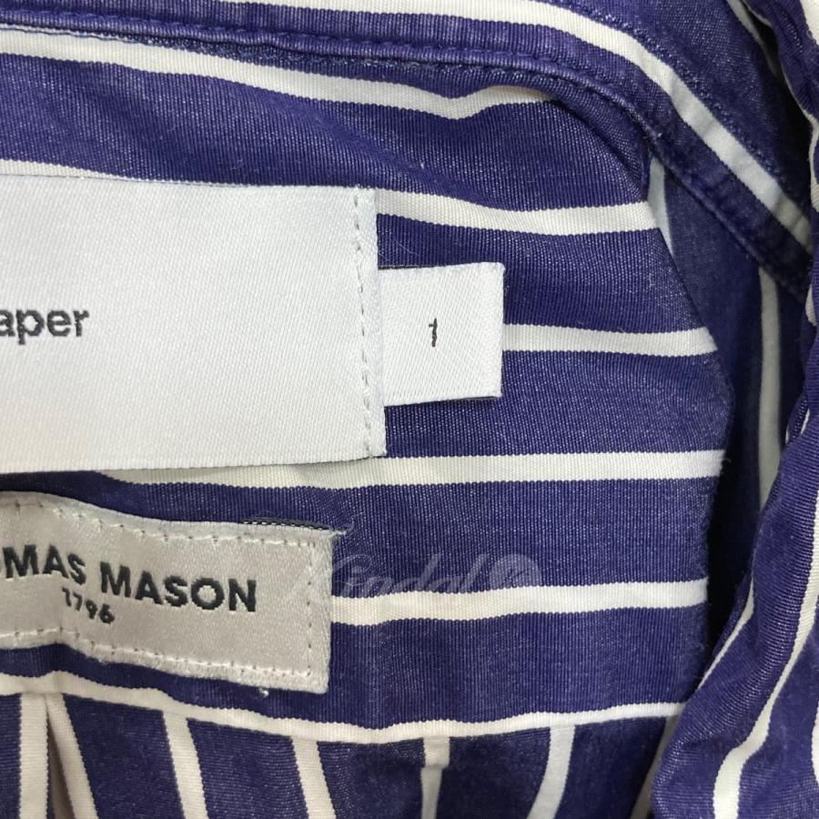グラフペーパー Graphpaper 「”THOMAS MASON S／S B．D Box Shirt”」ストライプ半袖シャツ ネイビー×ホワイト サ｜kindal｜04