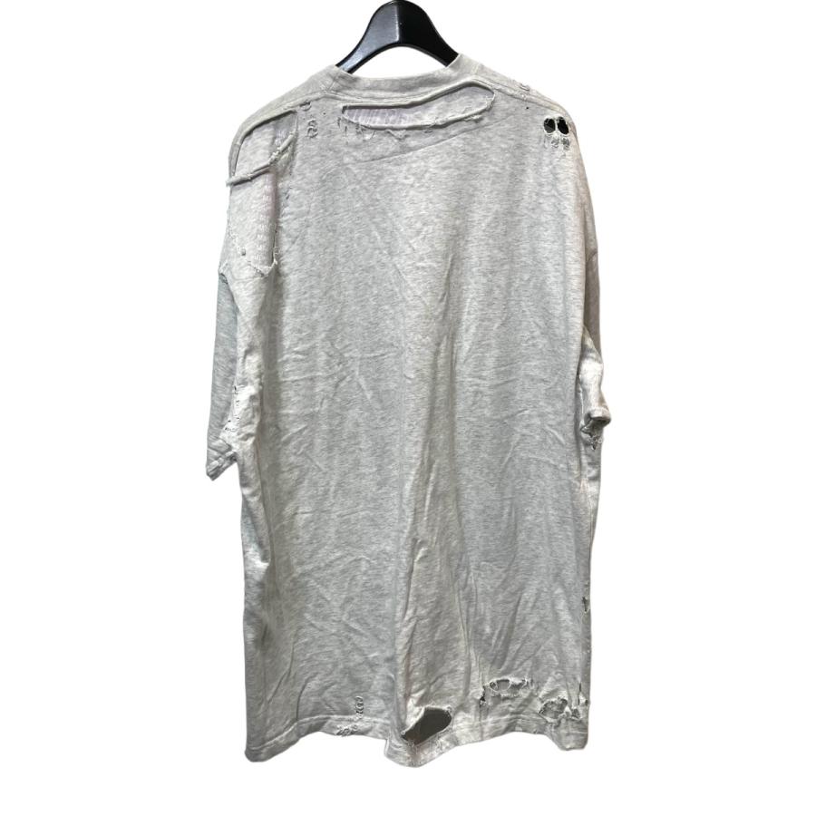 BALENCIAGA バレンシアガ　デストロイ　メタルロゴ　tシャツ グレー BALENCIAGA（バレンシアガ） デストロイリペア加工オーバーサイズT