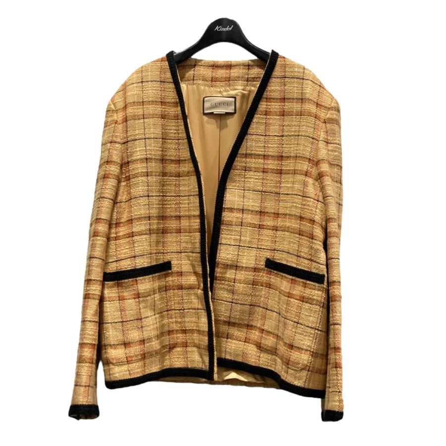 グッチ GUCCI ツイードジャケット 741090 イエロー×オレンジ サイズ 