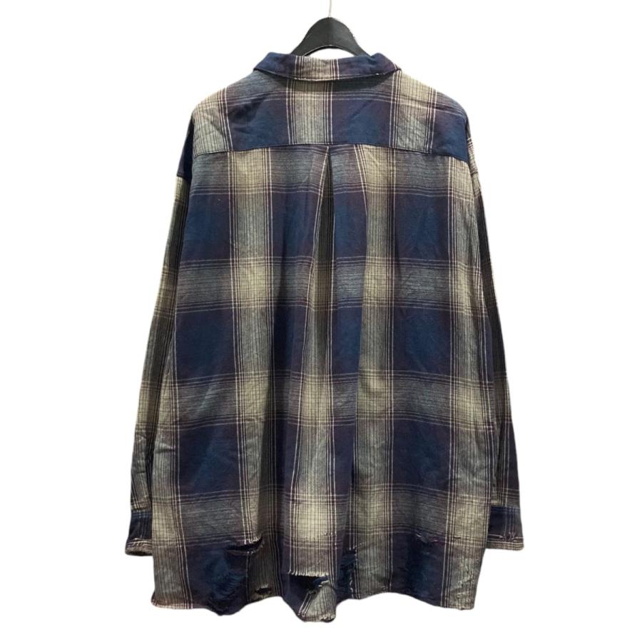 値下げ】ANCELLM 23AW DAMAGED FLANNEL CHECK SHIRT ダメージチェック 