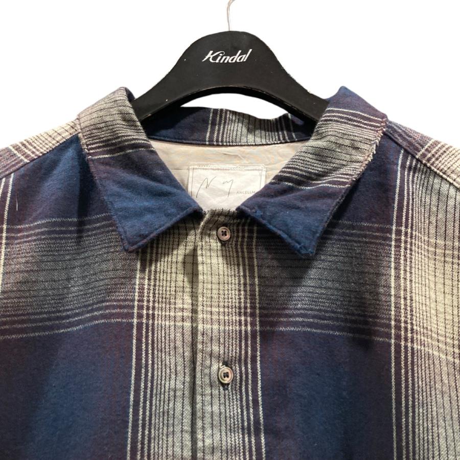 値下げ】ANCELLM 23AW DAMAGED FLANNEL CHECK SHIRT ダメージチェック 