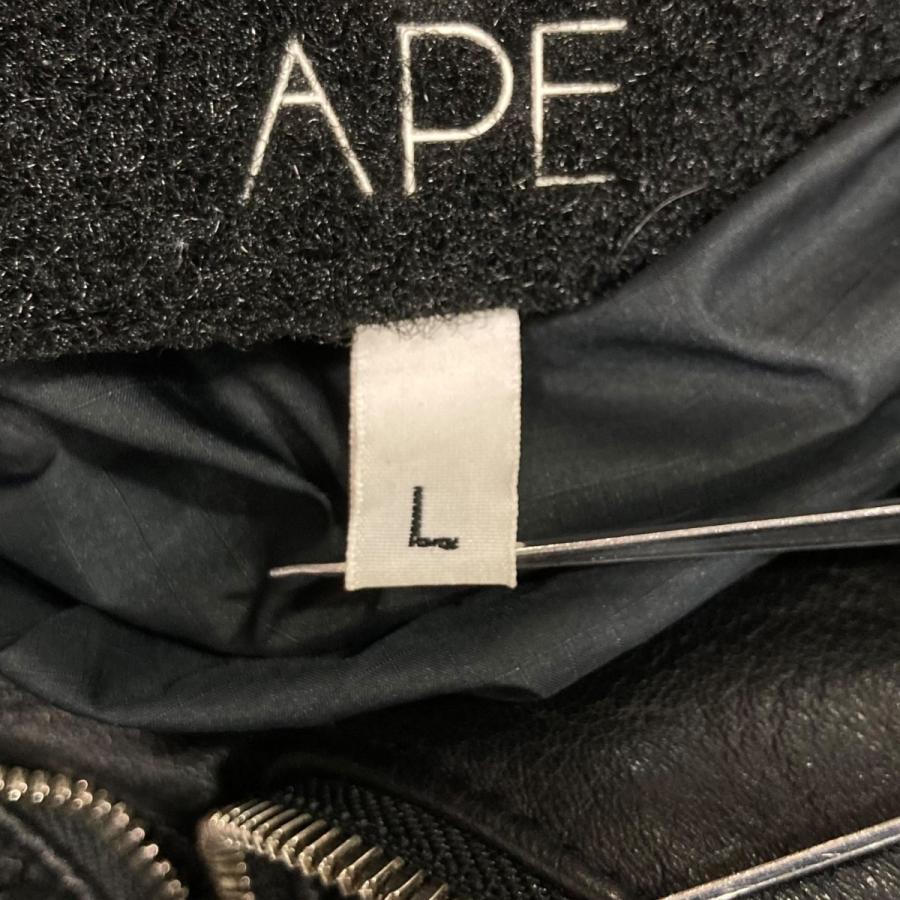 【値下げ】A BATHING APE レザーダウンジャケット ブラック サイズ：L (EC)の画像