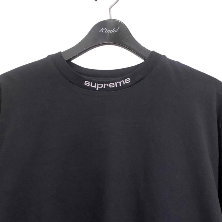 Supreme / 23AW/Collar Logo L/S Top/長袖Tシャツ/M/コットン/BLK Supreme シュプリーム 23AW Collar Logo L S Top ロゴ刺繍カットソー