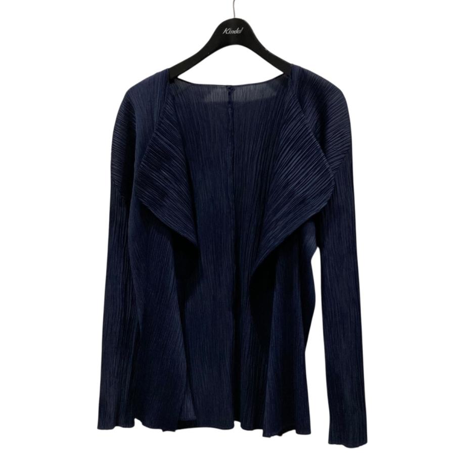 美品✨プリーツプリーズ　pleats please カーディガン　黒　長袖　4 プリーツプリーズPLEATS PLEASE プリーツバックスリットボタンレス