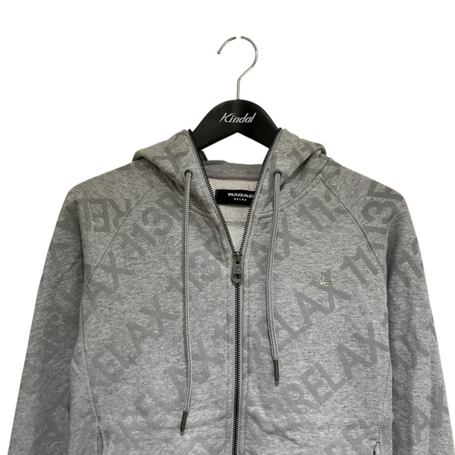 1PIU1UGUALE3 グレー フルジップパーカー L 1PIU1UGUALE3 RELAX ウノピゥウノウグァーレトレリラックス ジップ