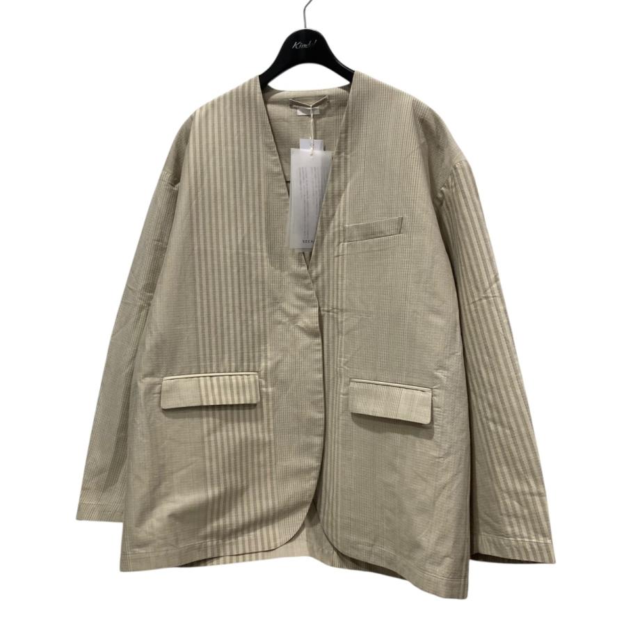 SEEALL 【値下げ】SEEALL COLLARLESS JACKET コットンシルクノーカラー