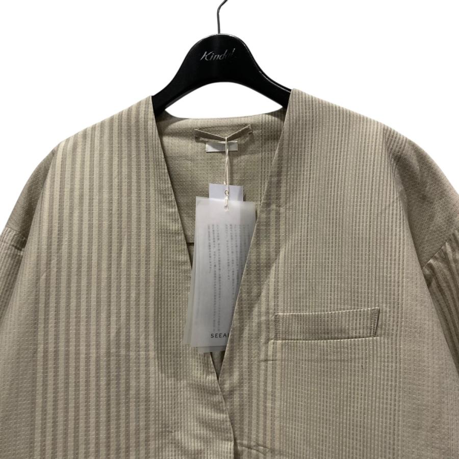 新品。 SEEALL 限定シルクジャケット　1 SEEALL 【値下げ】SEEALL COLLARLESS JACKET コットンシルクノーカラー