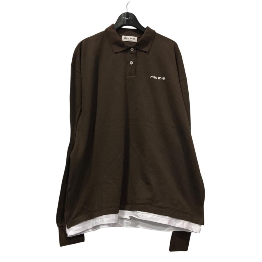 miumiuミュウミュウ2025 新作 ピケxジャージー ポロシャツ miu miu（ミュウミュウ） ピケxジャージー ポロシャツ MJL069 ブラウン