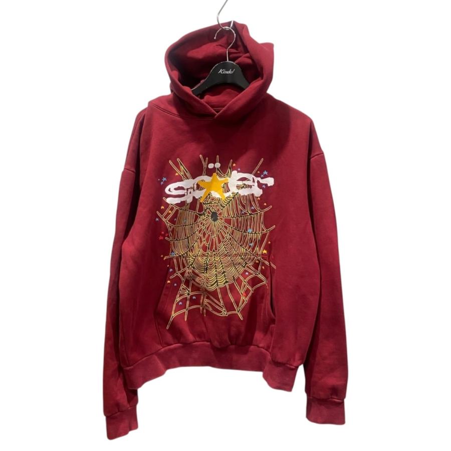 Lil yangさん専用、sp5der レッド パーカー S スパイダー SP5DER フーテッドパーカー バーガンディー サイズ：XL