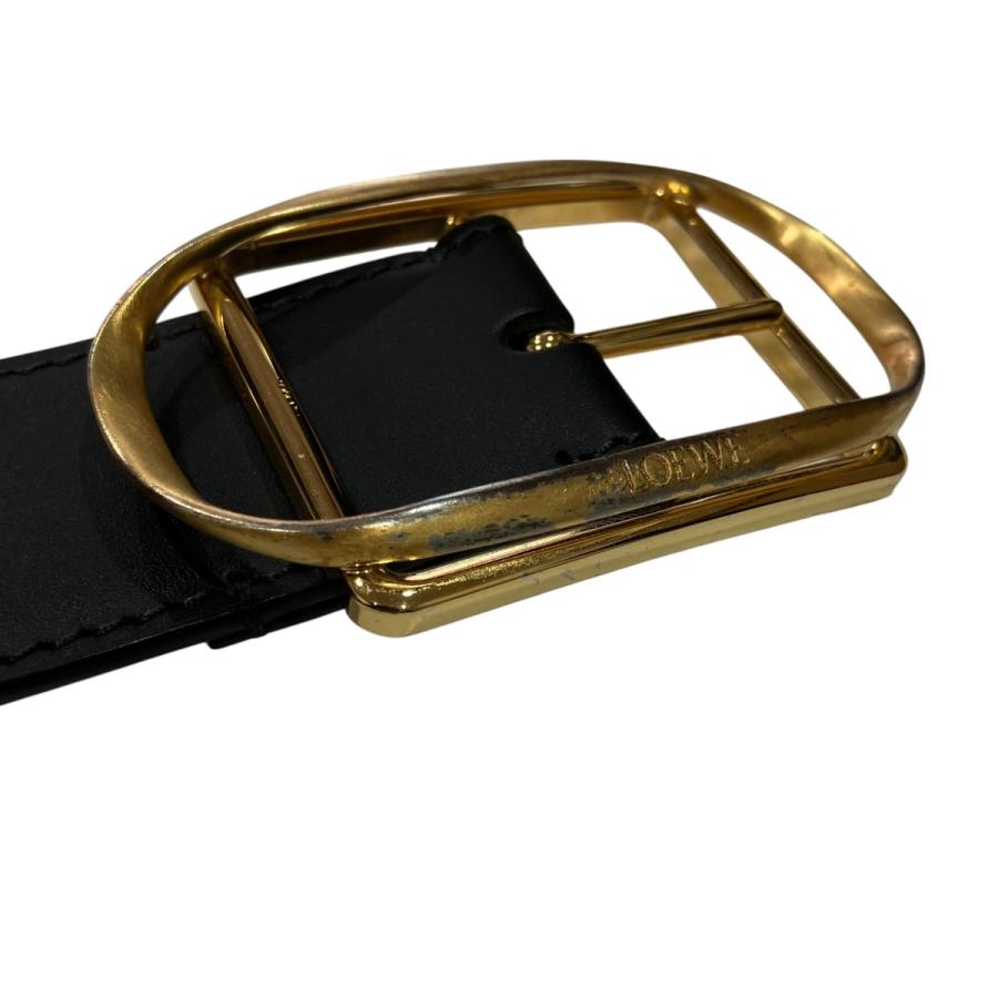 LOEWE BLACK×Gold ベルト Silverバックル 85/34 LOEWE（ロエベ） LOEWE CURVED BUCKLE ベルト ブラック サイズ：85/34