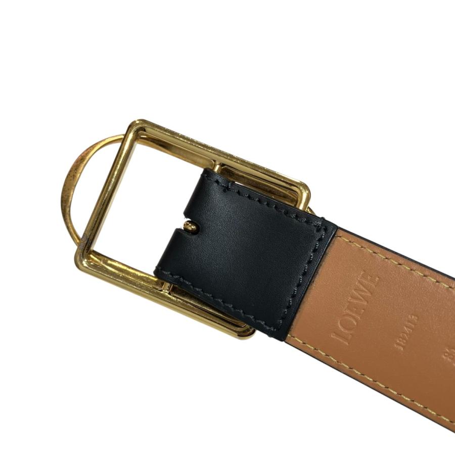 LOEWE BLACK×Gold ベルト Silverバックル 85/34 LOEWE（ロエベ） LOEWE CURVED BUCKLE ベルト ブラック サイズ：85/34