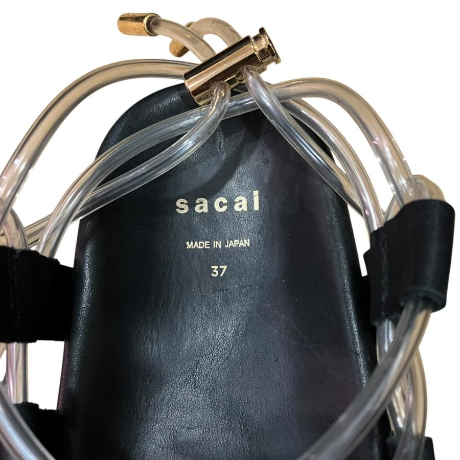 サカイ sacai COWHIDE クリアチューブ厚底サンダル ブラック サイズ：37_7