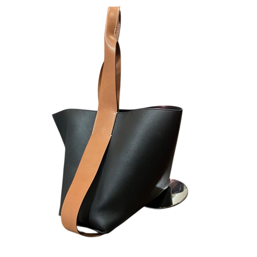 ジルサンダー JIL SANDER Twisted Leather Hobo Bag レザーツイステッドレザートップハンドルバッグ ブラック×ブラウン_1