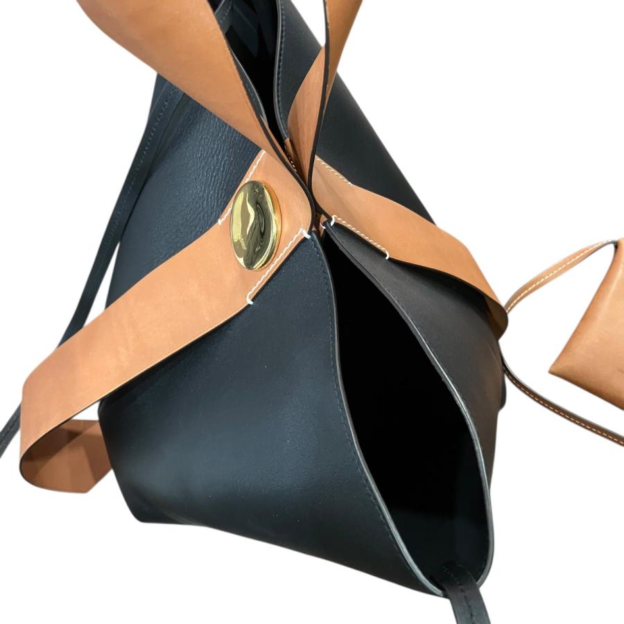 ジルサンダー JIL SANDER Twisted Leather Hobo Bag レザーツイステッドレザートップハンドルバッグ ブラック×ブラウン_3