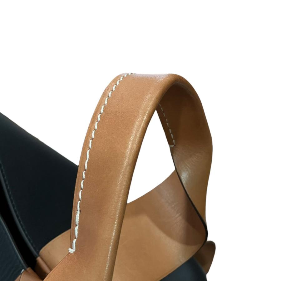 ジルサンダー JIL SANDER Twisted Leather Hobo Bag レザーツイステッドレザートップハンドルバッグ ブラック×ブラウン_9