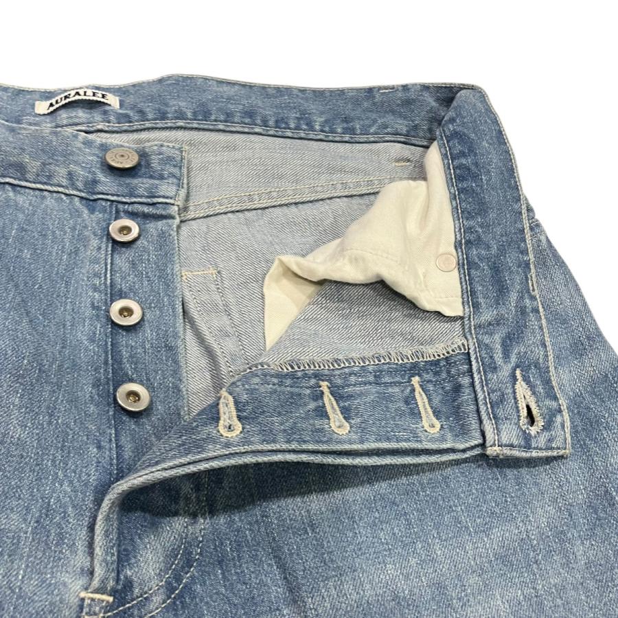オーラリー AURALEE SELVEDGE FADED LIGHT DENIM WIDE PANTS ワイドデニムパンツ A24SP07DE インデの画像