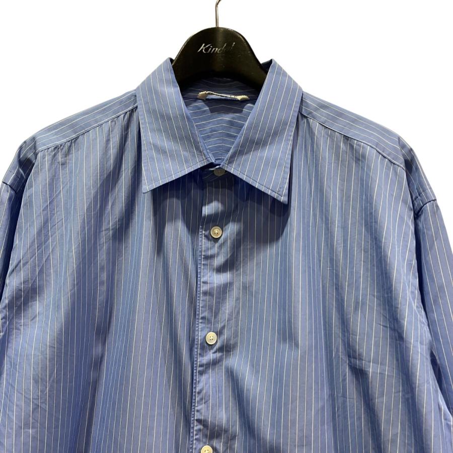 オーラリー AURALEE SUVIN HIGH COUNT CLOTH STRIPE SHIRT ストライプシャツ A25SS01SS ブルー サイの画像