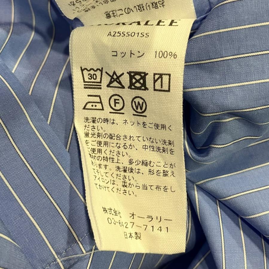 オーラリー AURALEE SUVIN HIGH COUNT CLOTH STRIPE SHIRT ストライプシャツ A25SS01SS ブルー サイの画像