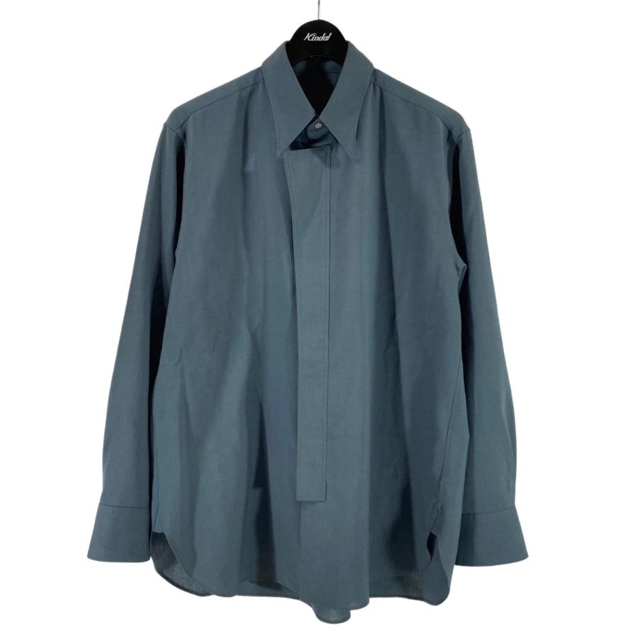イレニサ IRENISA ORNAMENTAL FLY FRONT SHIRT 長袖シャツ ブルー 